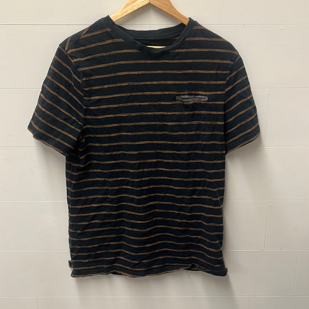 Mens black and brown striped tshirt